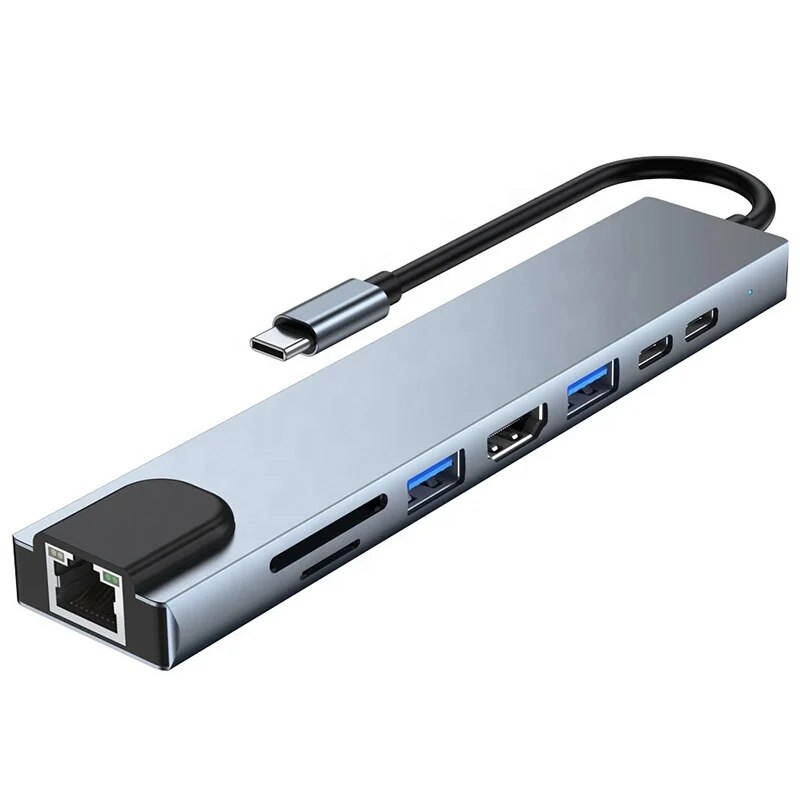 ƺ Ʈ ǻͿ USB C , RJ45 SD/TF ī , PD  , CŸ 3.1-4K , 8 in 1